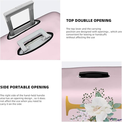 Flower Lette H Pink Luggage Cover Elastic Washable Stretch Suitcase Protector Anti-Scratch Travel Suitcase Cover for Kid and Adult L (25-28 inch suitcase)