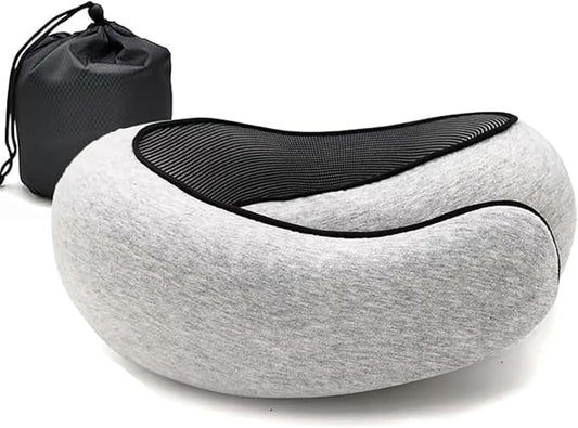 RURING Travel Pillows for Airplanes, Travel Neck Pillow Travel Pillow, Neck Pillow Airplane Memory Foam 360 Degree Support Stowable Pillows for Airplanes Offices and Cars (Light Gray)