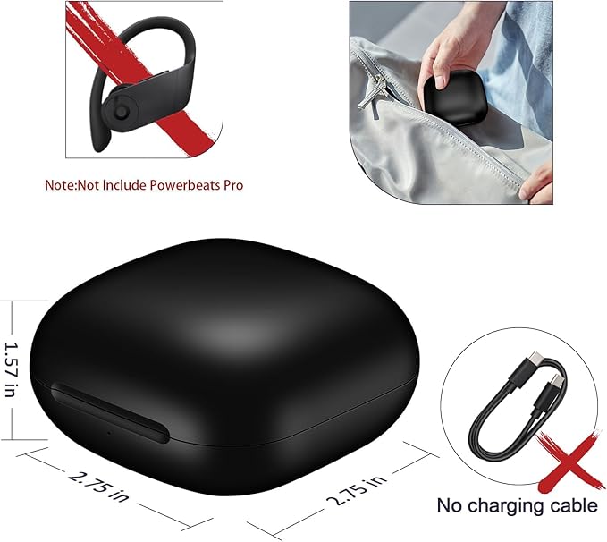 Jinstyles Replacement Charging Case Compatible for Powerbeats Pro, Charger Case with Bluetooth Pairing Sync Button, 700 mAh Built-in Battery, Capable of Charging 3 Times