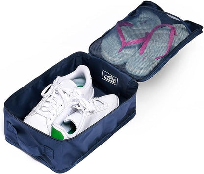 Travel Shoe Bags, Foldable Waterproof Shoe Pouches Organizer-Double Layer (8 Navy Shoe Bags)