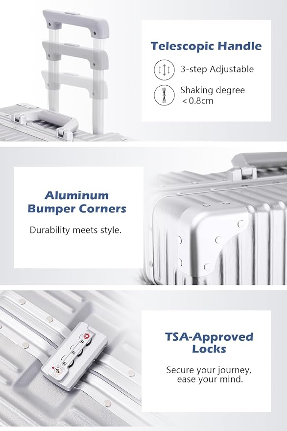 HotWay 28 Inch Checked in Luggage with Aluminum Frame, PC Hard Shell Suitcase with Spinner Wheels and TSA Lock, Large Suitcase for Travel, Green