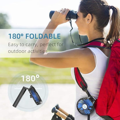 HandFan 10400mAh Powerful Handheld Fan, 40Hrs Long-Lasted Hand Fan Rechargeable, Mini Personal Fans Foldable, Heavy Duty Battery Fans Portable for Travel Beach Concerts Cruise Makeup(Blue Blade)