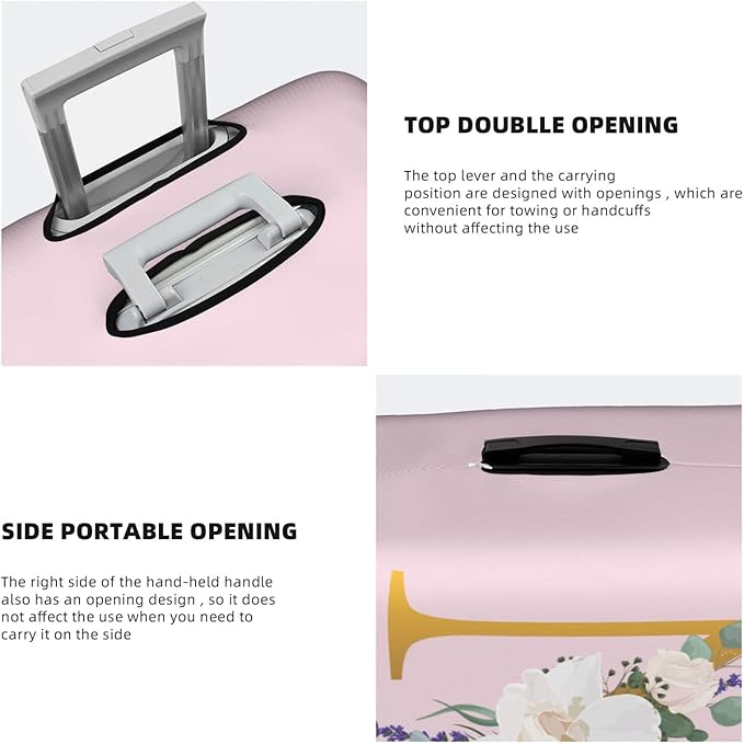 Flower Lette N Pink Luggage Cover Elastic Washable Stretch Suitcase Protector Anti-Scratch Travel Suitcase Cover for Kid and Adult L (25-28 inch suitcase)