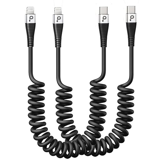 USB Type C to Lightning Cable 3FT 2Pack, Coiled iPhone Charger Fast Charging for Car [Apple MFi Certified] Short USBC iPhone Cord Compatible with iPhone14/13/12/11 Pro Max/XS MAX/8/Plus/iPad/CarPlay