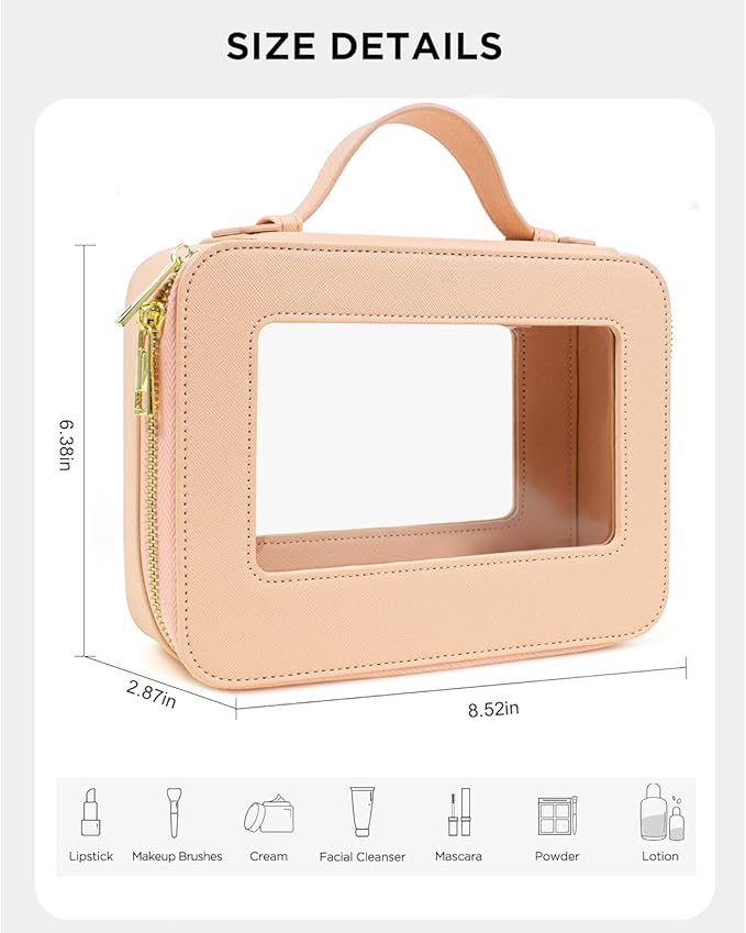 KOTORA Small Makeup Bag for Purse Cute Travel Makeup Bag Clear Cosmetic Bag with Zipper, Car Make Up Bag Organizer Storage Traveling Car Accessories Travel Essentials for Women