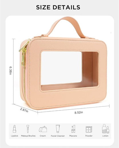 KOTORA Small Makeup Bag for Purse Cute Travel Makeup Bag Clear Cosmetic Bag with Zipper, Car Make Up Bag Organizer Storage Traveling Car Accessories Travel Essentials for Women