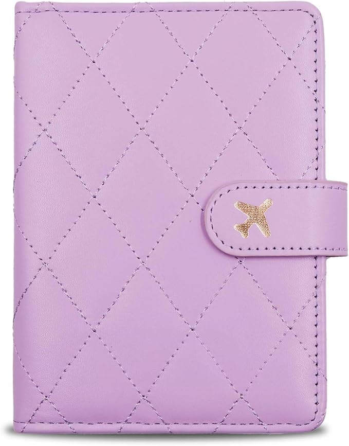 Melsbrinna Rfid Passport Holder for Travel women/Men, Cute Passport Wallet Rfid Blocking Card Slots, Rfid Passport Cover/CaseTravel Wallet, Passport Book Holder (1, LG PURPLE)