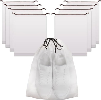 100 PCS Translucent Shoe Bags for Travel, Large Portable Shoe Bags with Drawstring, for Rainy Days Out (White)