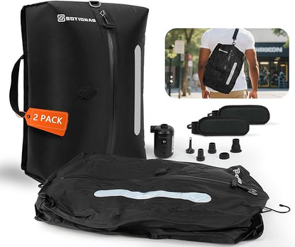 2Pack Vacuum Seal Bags For Clothing Travel With Wireless Pump | Waterproof Reusable Compression Bags with Shoulder Strap for Luggage and Suitcase, Space Saver Vacuum Seal Packing Cubes for Clothes