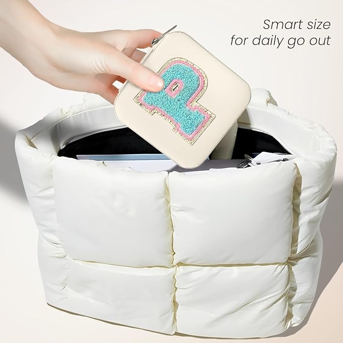 SANDJEST Personalized Jewelry Box, White Travel Jewelry Box with Initial P, Small Monogrammed Jewelry Case Organizer for Girls Women Teen Kids, Mini Travel Essentials Gifts for Birthday Christmas