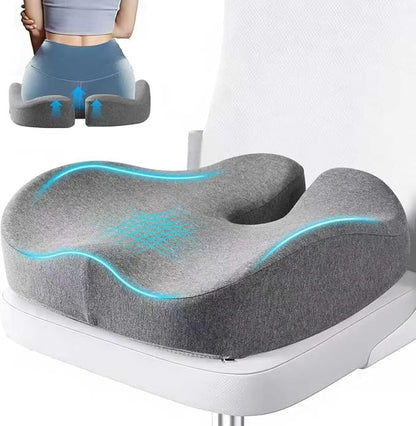 Seat Cushions for Office Chairs & Hip Pain Relief, Extra-Dense Coccyx Cushion with Sciatica Support, Ergonomic Design for Desk Chair, Car, Wheelchair, All-Day Comfort (Gray)