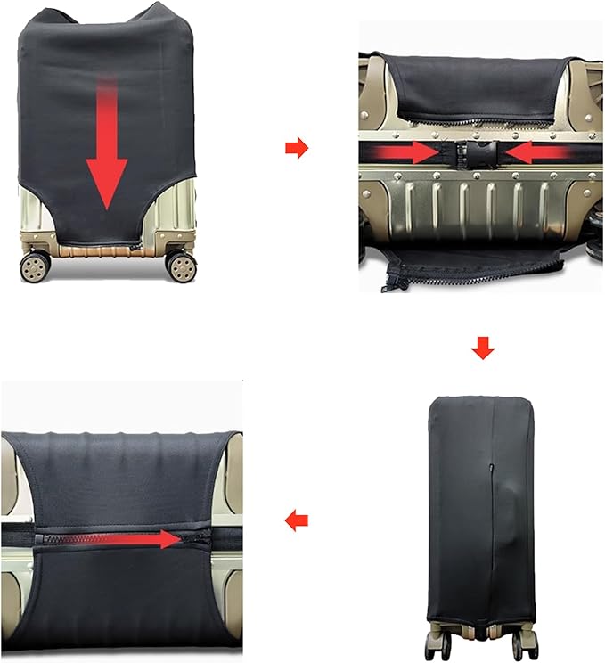 WUJIAONIAO Travel Luggage Cover Baggage Suitcase Cover Protector Skins 18-32 Inch (Pure Black, L (for 25-28 inch luggage))