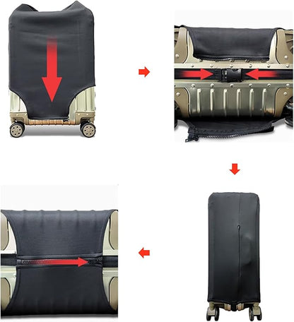 WUJIAONIAO Travel Luggage Cover Baggage Suitcase Cover Protector Skins 18-32 Inch (Pure Black, L (for 25-28 inch luggage))