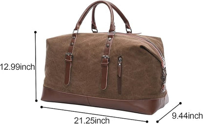 Canvas Duffle Bag, 35L leisure Stylish Canvas Travel Duffel Backpack Multifunctional Overnight Weekender Overnight Travel Bag for Men & Women (brown)