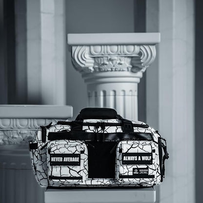 WOLFpak 20L Mini Duffle Bag for Gym & Travel | Waterproof Carry-On Weekender Bag with Shoe Compartment, Hard Bottom, and Tactical Molle System (Part 2: The Reign)