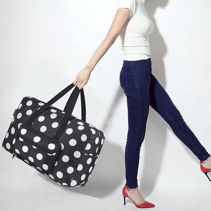 F.FETIVIN Weekender Bag Carry On Travel Duffle Medium Overnight Bag for Women(Black Dot)