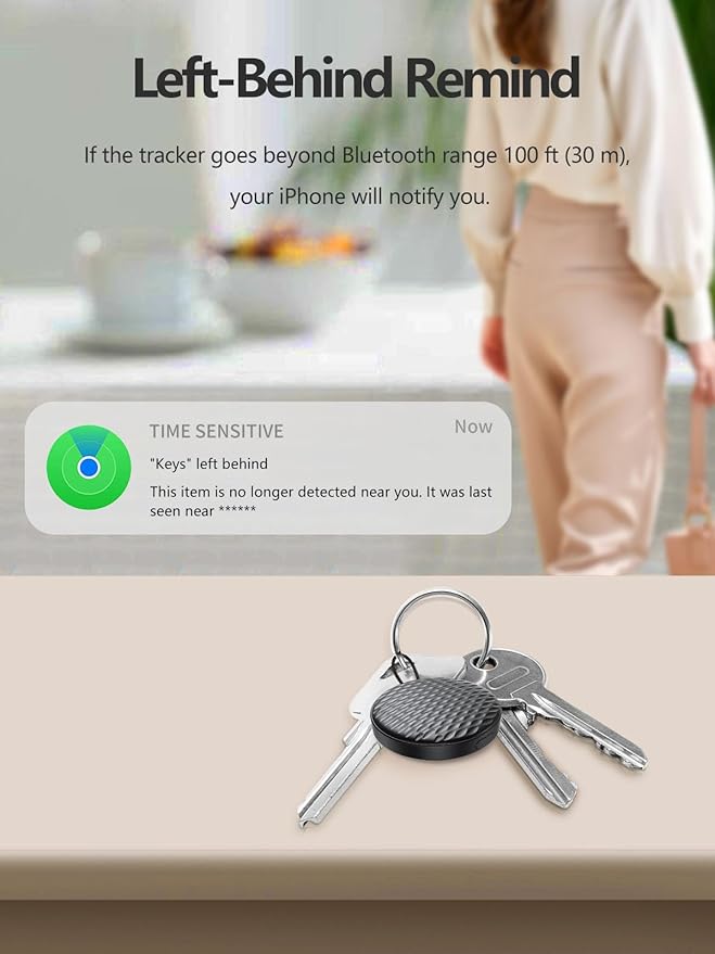 Smart Tracker Tags Works with Apple Find My (iOS Only), Luggage Tracker Tag Keys Finder Item Locator for Wallet, Vehicles, Backpack, Suitcases (Black, 2 Pack)