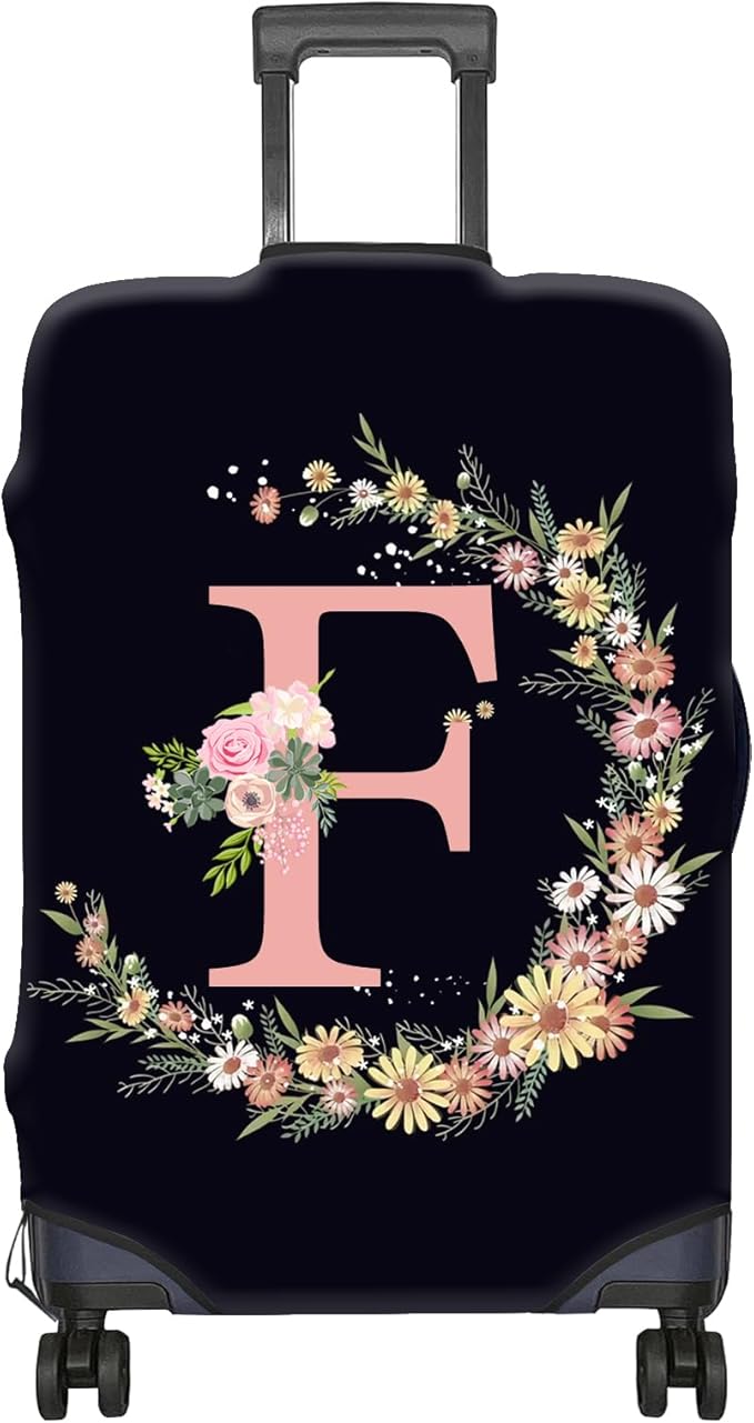 Luggage Suitcase Cover Protector Luggage Elastic Washable Baggage Covers Initial Cute Aesthetic for Unisex Women Girls Travel Trip M(22-25 inch)-Letter F