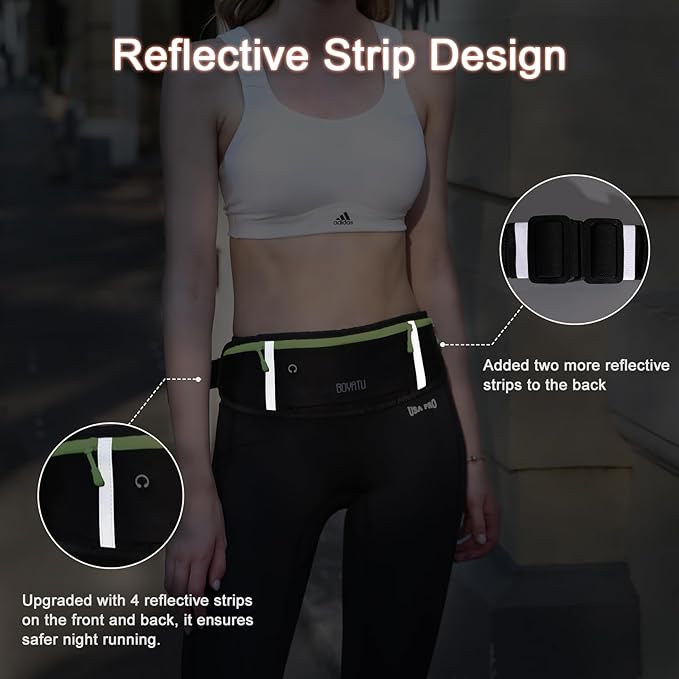 Running Belt Waist Fanny Pack: Slim Phone Holder Workout Pouch for Walking JoggingBlack