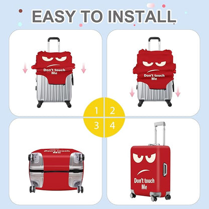 ANNA QUEEN Funny Luggage Cover, Don't Touch Me Red Face Design, Stretchable, Washable Travel Protector for 20-22 Inch Luggage