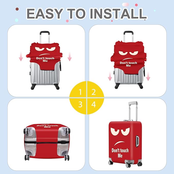 ANNA QUEEN Funny Luggage Cover, Don't Touch Me Red Face Design, Stretchable, Washable Travel Protector for 28-30 Inch Luggage