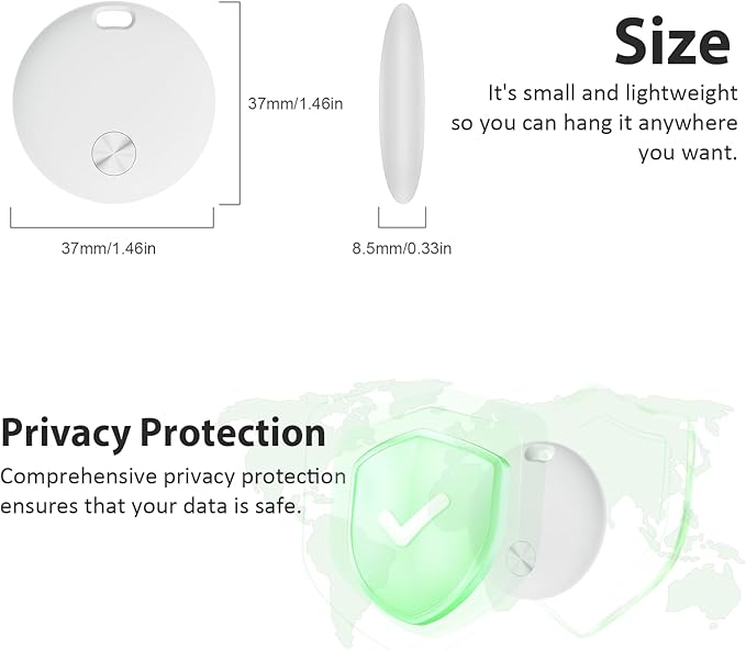 Air Tracker Tags- 4 Pack, New Bluetooth Tracker Works with Apple Find My APP (iOS Only), 92 dB Sound, Replaceable Battery, Smart Tag Keys Finder and Item Locator for Keys, Bags, Luggage, Wallet, etc