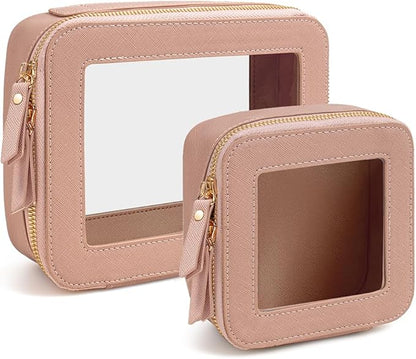 Clear Makeup Bag Set, Travel Makeup Case Clear Cosmetic Travel Bag Small Makeup Organizer Mini Make Up Pouch for Purse Waterproof Toiletry Bag Portable Car Essentials Car Organizer