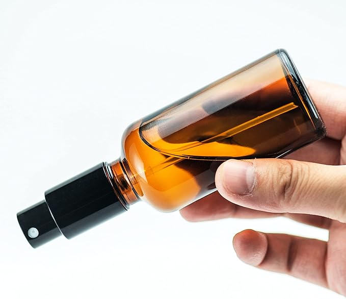 YIZHAO Amber Glass Spray Bottles 1oz, with Small Fine Mist Spray, Metal Cap, Refillable for Essential Oil,Travel,Cleaning,Perfume,Aromatherapy,Makeup – 12 Pcs