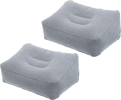 PATIKIL Travel Foot Rest Pillow, 2 Pack Inflatable Foot Rest Cushion Car Seat Footrest Leg Rest Pillow for Airplane Travel Office Home, Gray