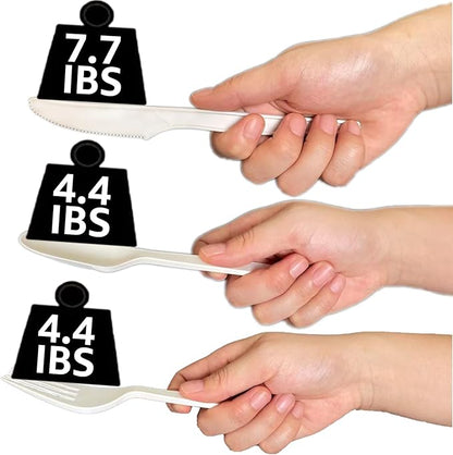 MISISIPI Compostable Forks Spoons Knives Silverware Utensil set Extra Heavyduty Eco-friendly BPI Certified Disposable Plastic free Utensils Cutlery Set Flatware Tableware (Cutlery Set-500)