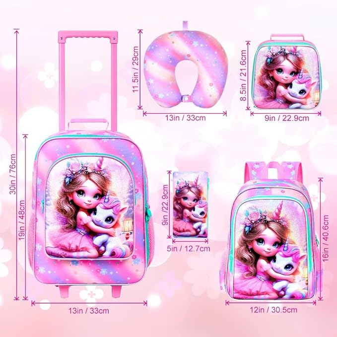 Kids Suitcase with Wheels for Girls and Boys, Rolling Carry on Luggage for Toddler Children