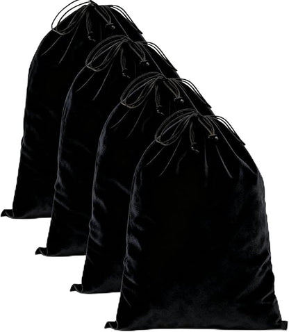 FantasyLife Shoe Bags for Travel, Washable Dust Bags for Storage & Packing, Flannel Shoe Pouch with Drawstring Closure for Purses, Handbags, Shoes & Toys (4, Black Beauty)