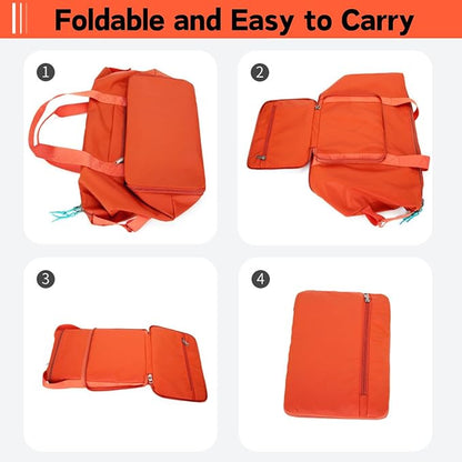 Expandable Travel Duffle Bag for Women Men, Lightweight Foldable Travel Tote Bags Gym Bag, Large Waterproof Carry On Weekender Overnight Bag with Wet Pocket for Workout, Fitness, Shopping Orange