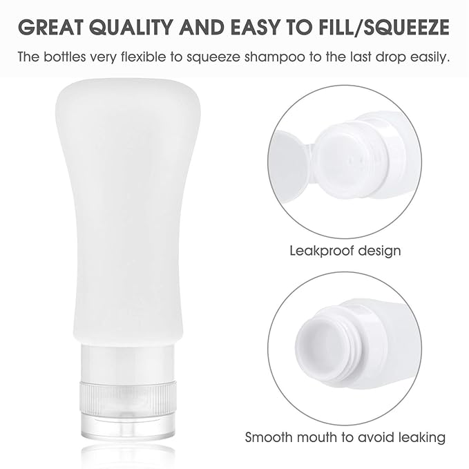 14 Pack Silicone Travel Bottles Set, Leak Proof Travel Size Containers, Perfect For Personal Travel (Green)