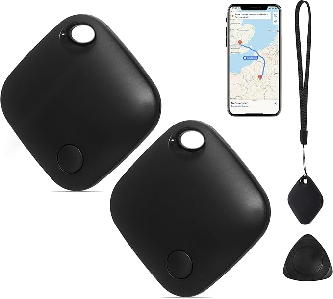 AURTEC Smart Air Tracker for Pets, Vehicles, Keys & Luggage - Compatible with Apple Find My App (iOS Only), Real-Time Global Location Tracking, Long Battery Life, Geo-Fencing,2 Pack