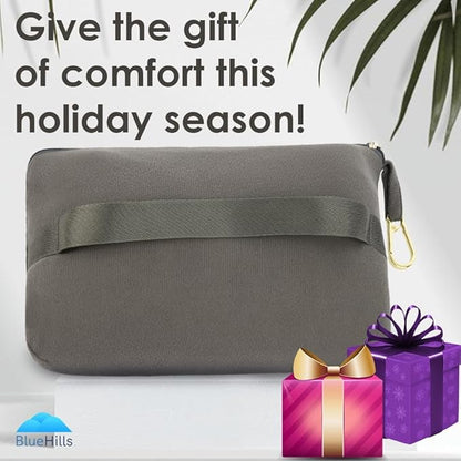 BlueHills Travel Blanket Pillow Compact Lightweight Pocket Size Airplane Traveling Essential Flight Trip Throw in Bag Portable Case Plane Accessory Gray L01