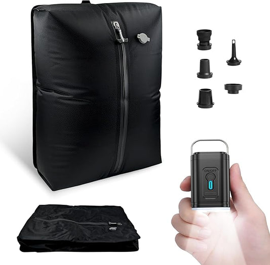 Travel Vacuum Bags with Pump 33L(21.65x15.75x5.91") Large Size IP67 Reusable Space Saver Compression Packing Storage Organizer Cube for Luggage CarryOn Suitcases & Backpack (Black-1 Bag)