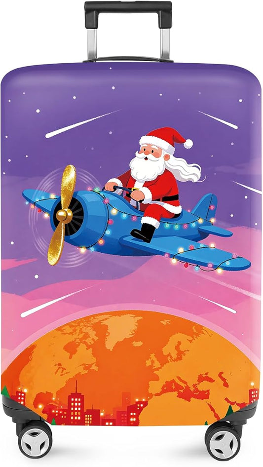 FOREVER QUEEN Santa Claus - Travel Luggage Cover Suitcase Protector Suitcase Cover Anti-Scratch,Stretchable Bag Cover Washable Durable Polyester