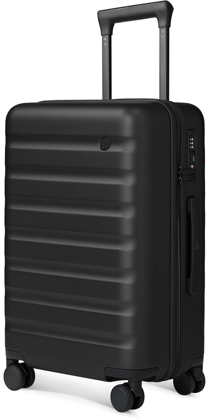 NINETYGO Carry On Luggage 22x14x9 Airline Approved, 20 Inch Luggage with Smooth Spinner Wheels, Lightweight, Hard Shell PC Suitcase Carry-On, Travel Luggage, TSA Approved (Black, Rhine Basic2.0)