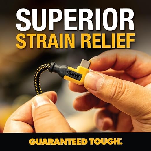 DEWALT Heavy Duty 90-Degree Angled 100W USB C Cable, Jobsite 100 Watt USB C Cable, High Speed Type-C to Type-C, PD USBC Fast Charging Cord for iPhone 16/15 Plus Pro Max, MacBook, iPad (6 Foot)