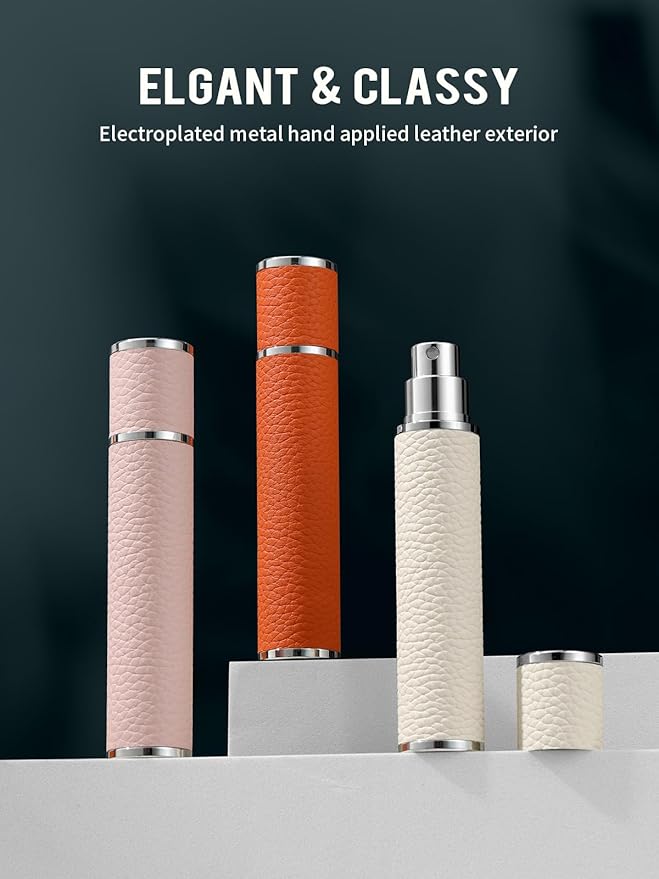 10ML Genuine Leather Atomizer Sprayer for Perfume - Portable Mini Cologne Sprayer for Woman Man - Perfume Travel Refillable Bottle,Travel Essential Fragrance Spray Bottle (Brown)