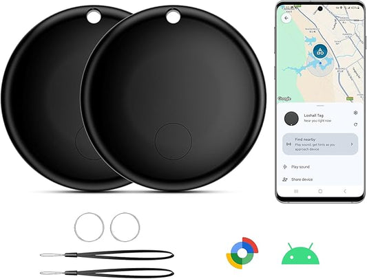 2025 Upgraded Android Air Tracker Tag Luggage Tracker Tags Bluetooth Tracker for Android Smart Tracking Tag for Google Find My Device App Item Finder for Backpack, Keys (2 Black)