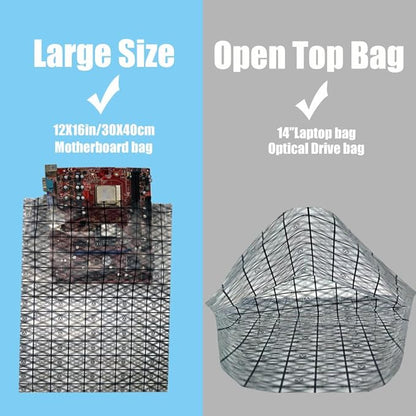 Open Top Super Large ESD Bags,10pcs 16X24in Antistatic Bag, Large ESD Anti Static Bags for Motherboard Video Card LCD Screen Electronic Device with Anti-Static Labels (10pcs16x24in)