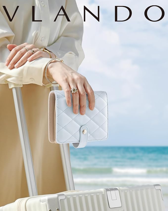 Vlando Travel Jewelry Case,Portable Jewelry Organizer Box with Clear Zipper Velvet Jewelry Pouch,Gifts for Traveler Women Girls-Baby Blue