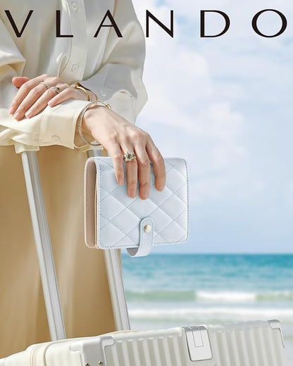 Vlando Travel Jewelry Case,Portable Jewelry Organizer Box with Clear Zipper Velvet Jewelry Pouch,Gifts for Traveler Women Girls-Baby Blue