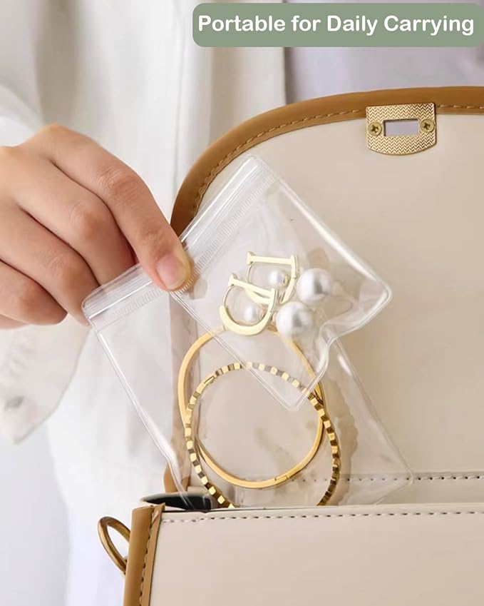 2 Pack 4 In 1 Acrylic Jewelry Organizers and Storage with 120 Portable Anti Tarnish Jewelry Bags, Clear Jewelry Box Organizer, Travel Jewelry Case for Earrings/Rings/Necklaces for Women Girls