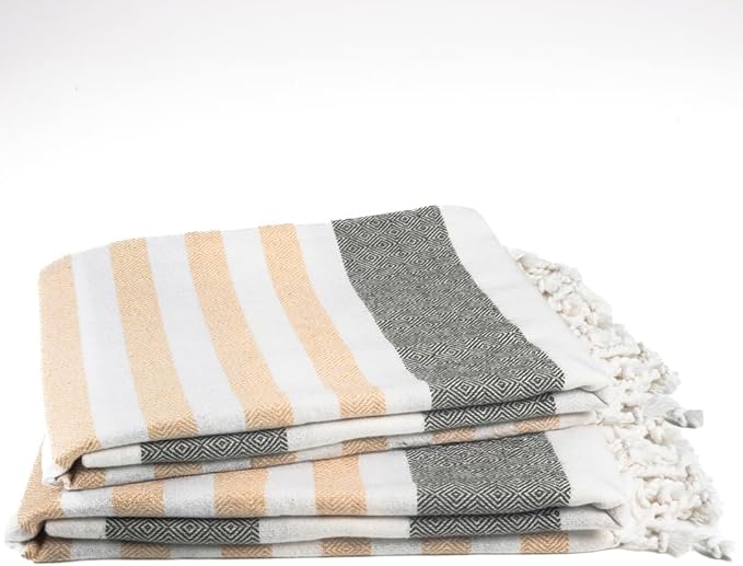 Cotton Turkish Beach Towel with Towels Oversized 36"x72" Pool Absorbent Extra Large Quick Dry Sand Travel Towel (Sage & Sand, 2 Pack)