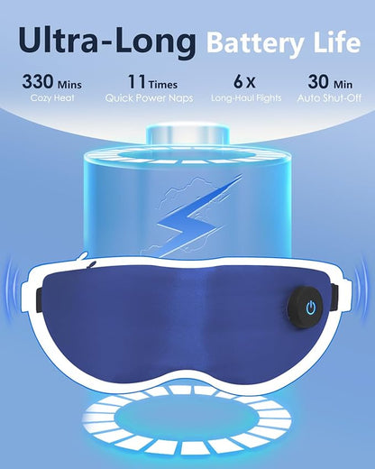 Heated Eye Mask for Dry Eyes & Stye Relief, 100% Mulberry Silk Sleep Mask with 3 Heat Levels & Auto-Off, Rechargeable & Washable Warm Eye Compress, Graphene Wireless Heating Pad for Travel & Gifts