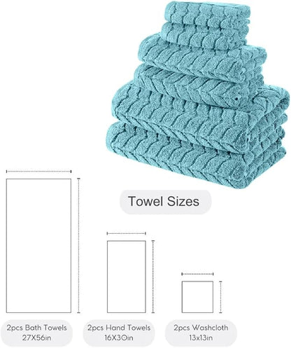 Turkish Cotton Ultra-Soft Plush Absorbent Quick Dry Bathroom Towel Set, Made in Turkey (Mint Green, 6 pcs Towel Set)