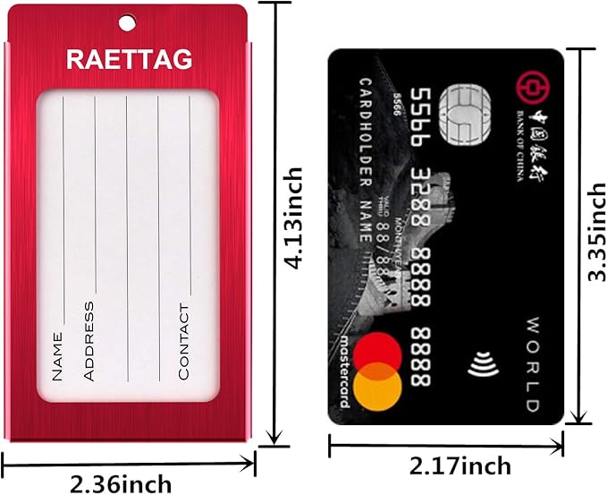 Luggage Tags Metal Suitcase Tags Travel Bag ID Identifier Luggage Tag (Red 2-Pack)